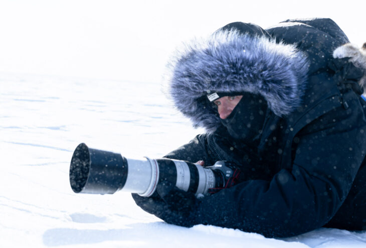 Guest photographing on a Yamal Peninsula Photo Tour with FROST